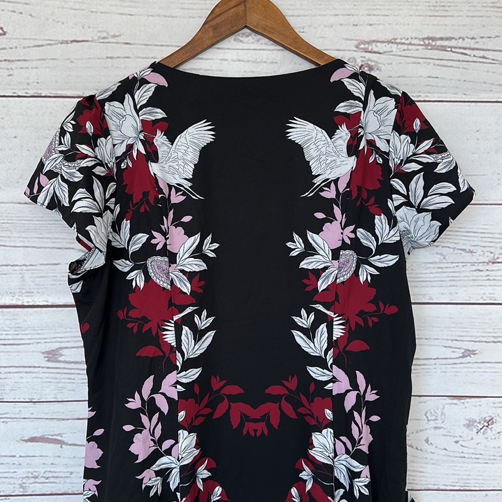 City Chic Floral Zip-Front Black & Pink Dress - Picture 5 of 8